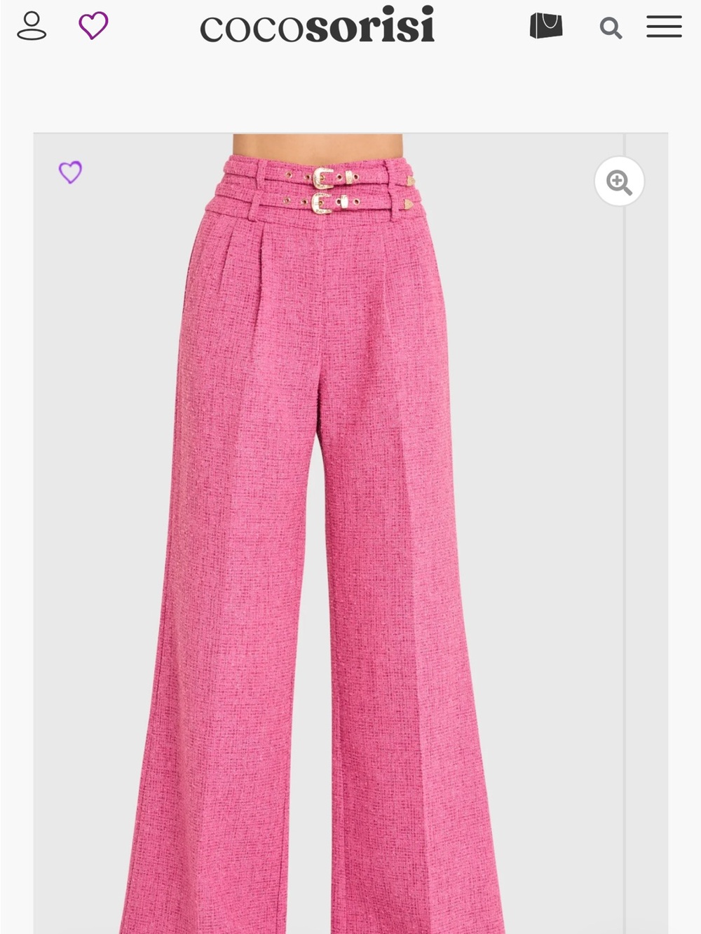 Amanda Uprichard Pink High-Waist Wide-Leg Double-Belt Pants